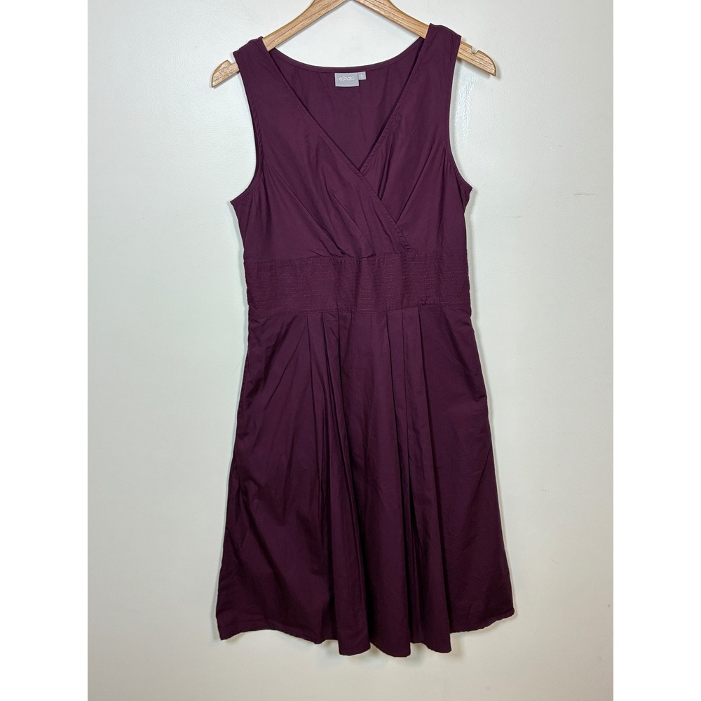 eShakti Sleeveless Wrap Fit and Flare Purple Midi Dress Size L 12 Twee Cotton